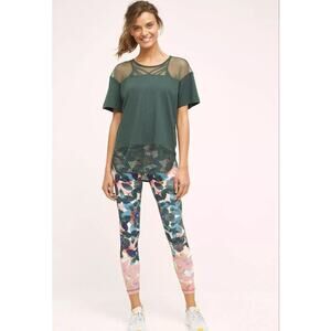 Pure + Good x Anthropologie Women's Leggings Aquarelle Leaves Athleisure Z383-10